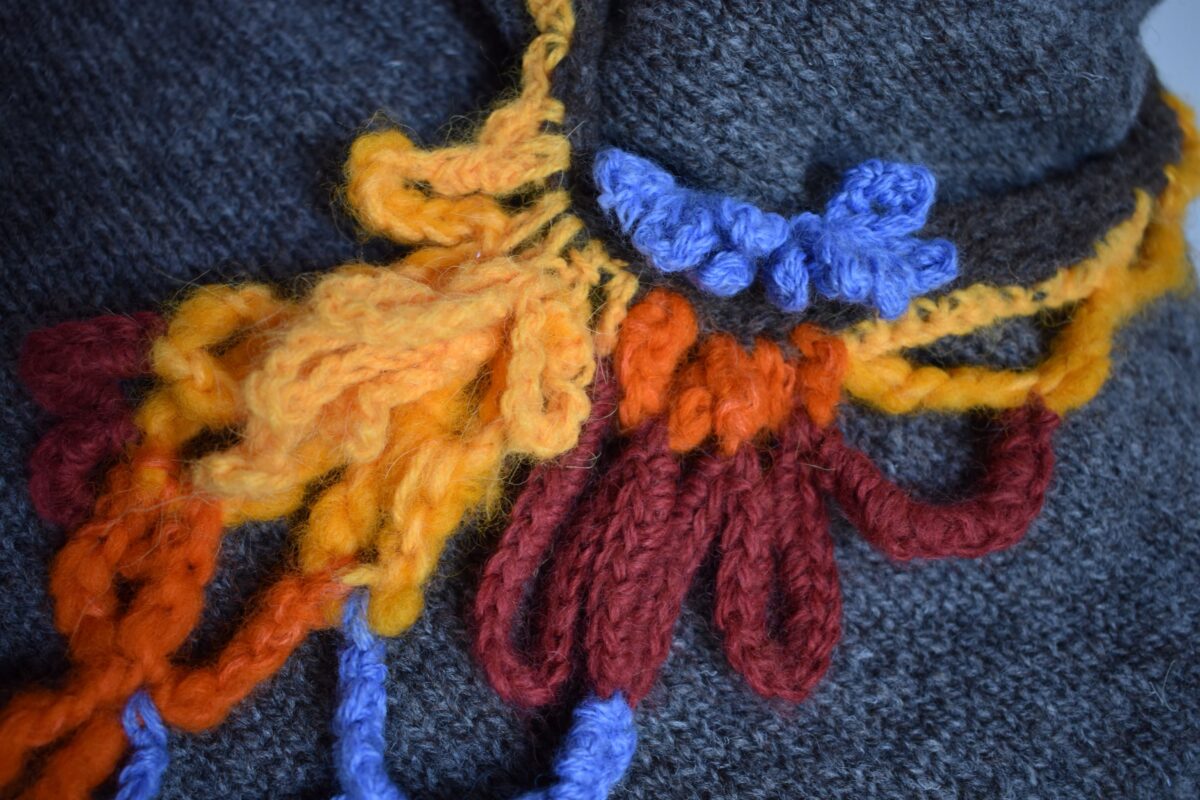 multicolour wool crocheted necklace